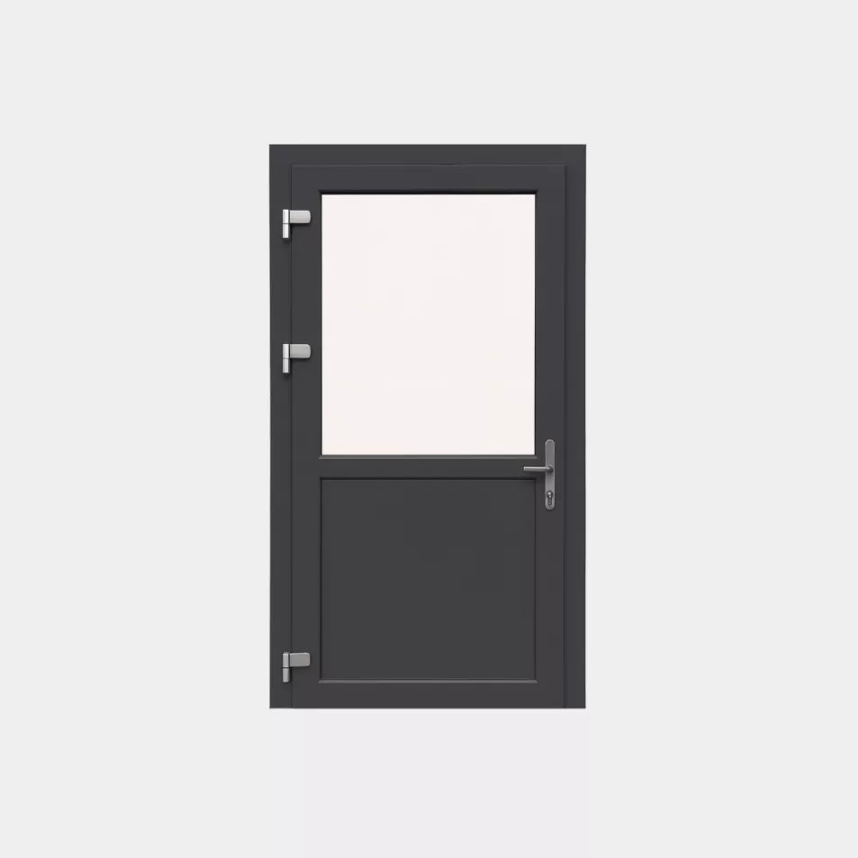 Loopdeur PVC Antraciet Half Glas