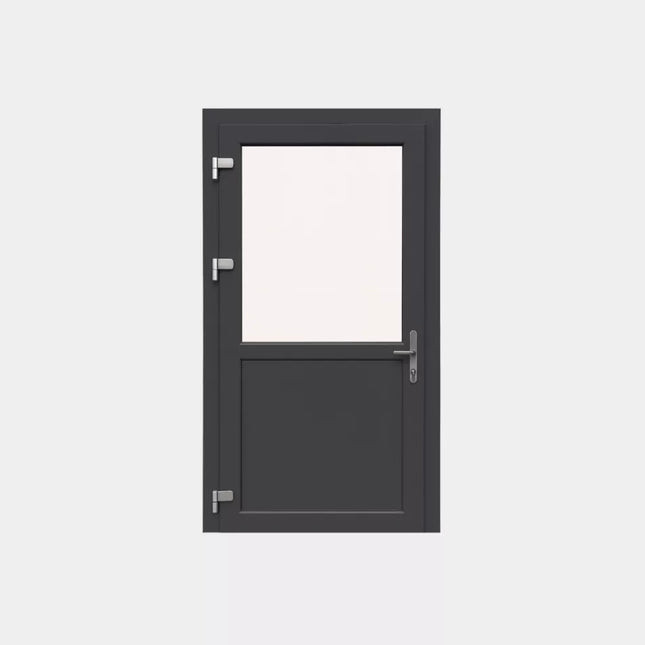 Loopdeur PVC Antraciet Half Glas