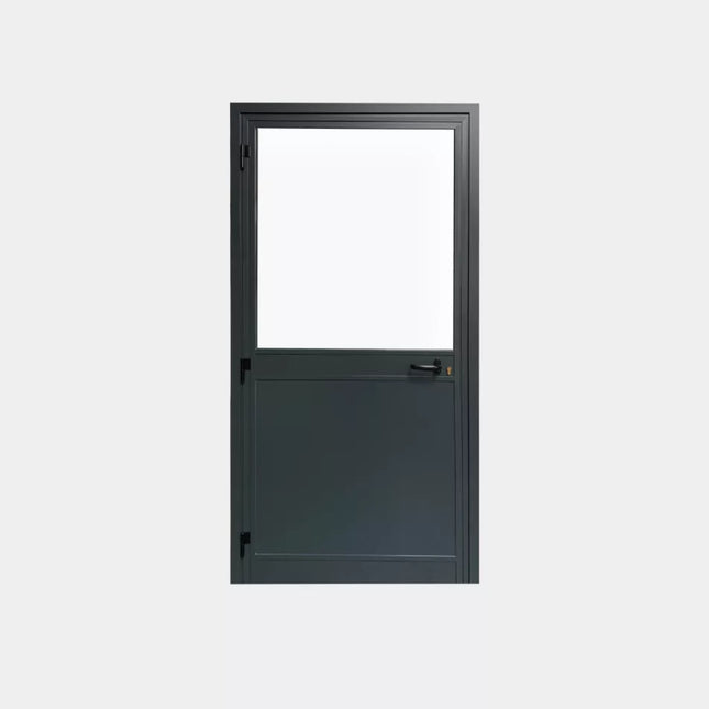 Loopdeur Aluminium Antraciet Half Glas