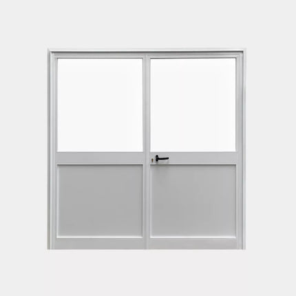 Dubbele Loopdeur Aluminium Wit Half Glas