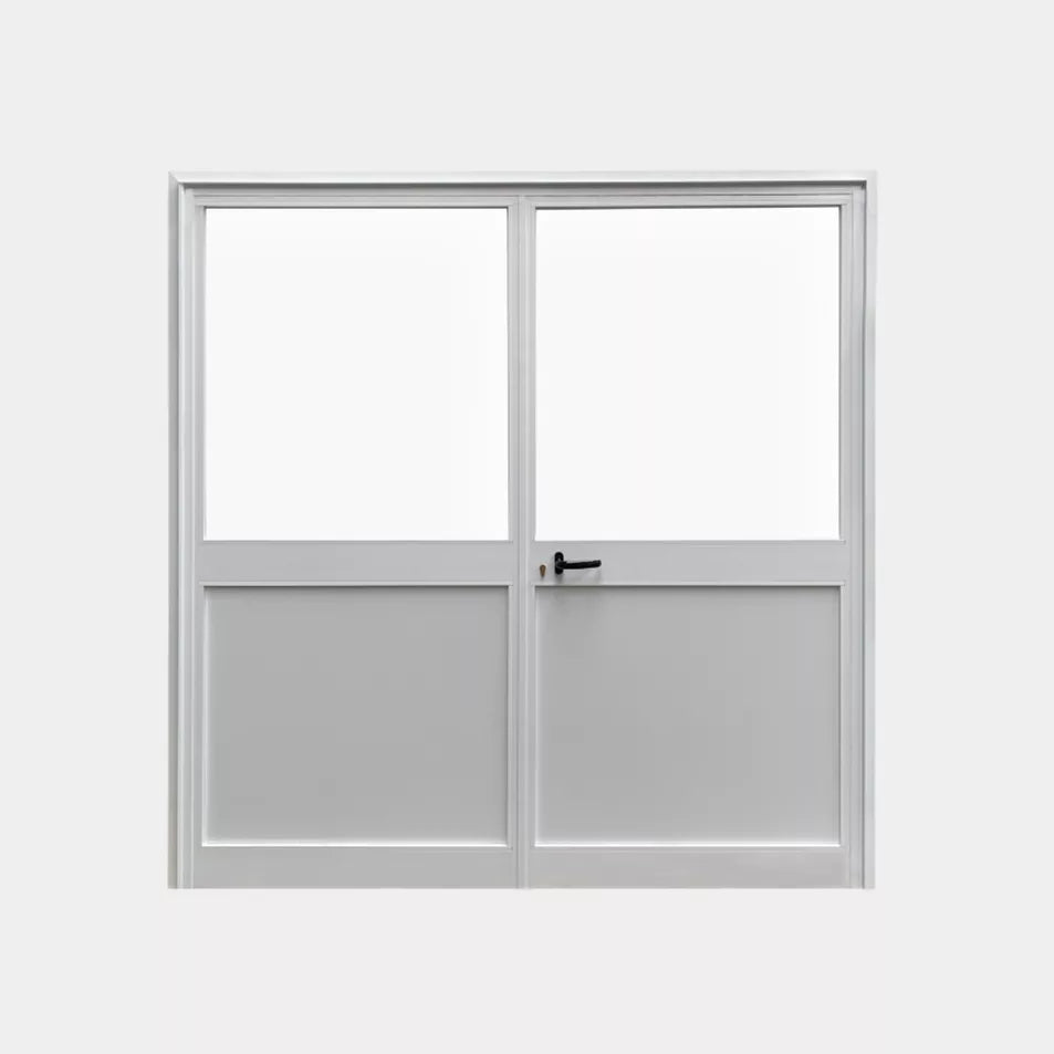 Dubbele Loopdeur Aluminium Wit Half Glas