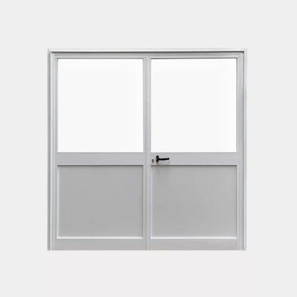 Dubbele Loopdeur Aluminium Wit Half Glas