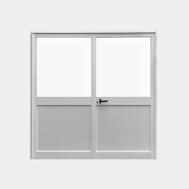 Dubbele Loopdeur Aluminium Wit Half Glas