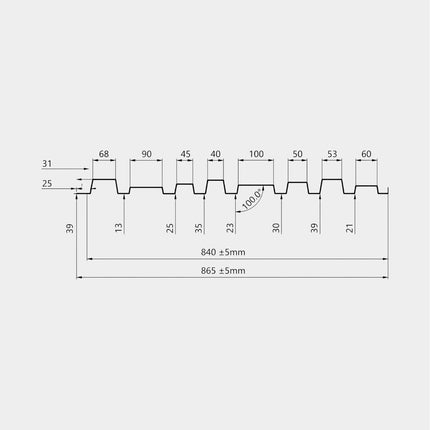 Blokprofiel Staal Helsinki Shadow Houtlook technische tekening