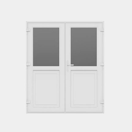 Dubbele Loopdeur PVC Wit Half Glas