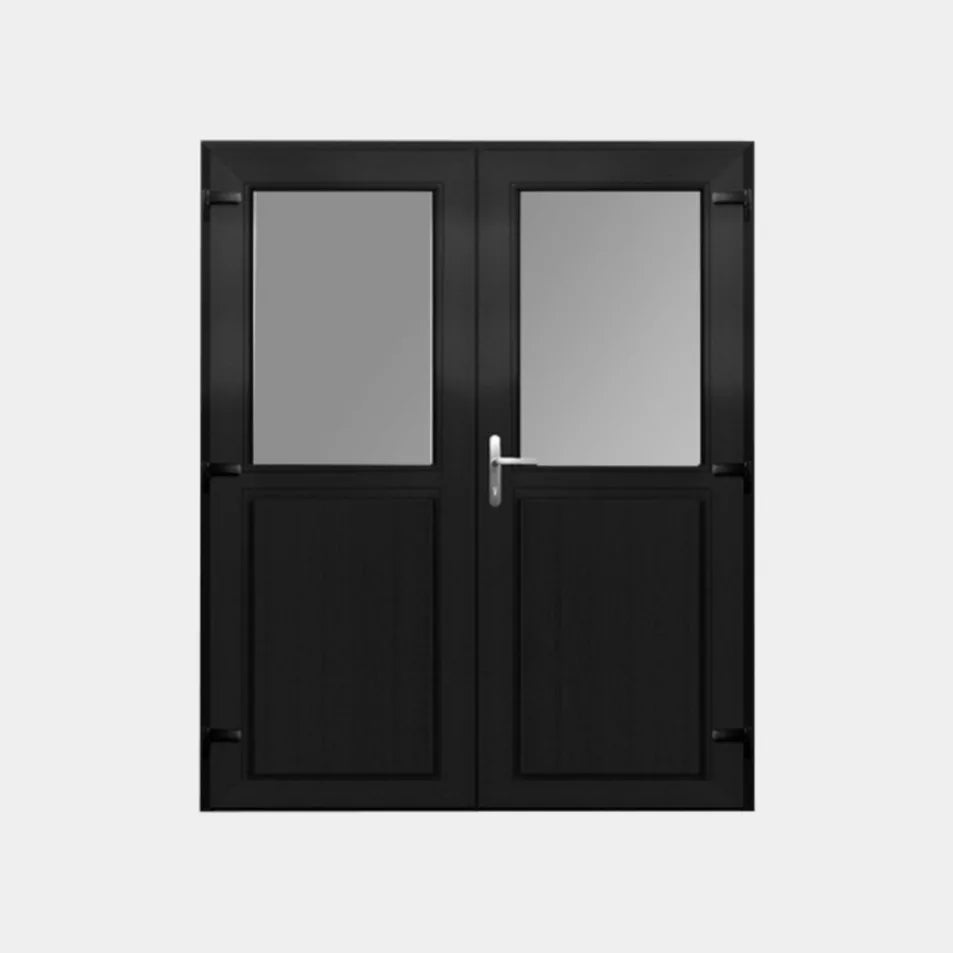 Dubbele Loopdeur PVC Antraciet Half Glas